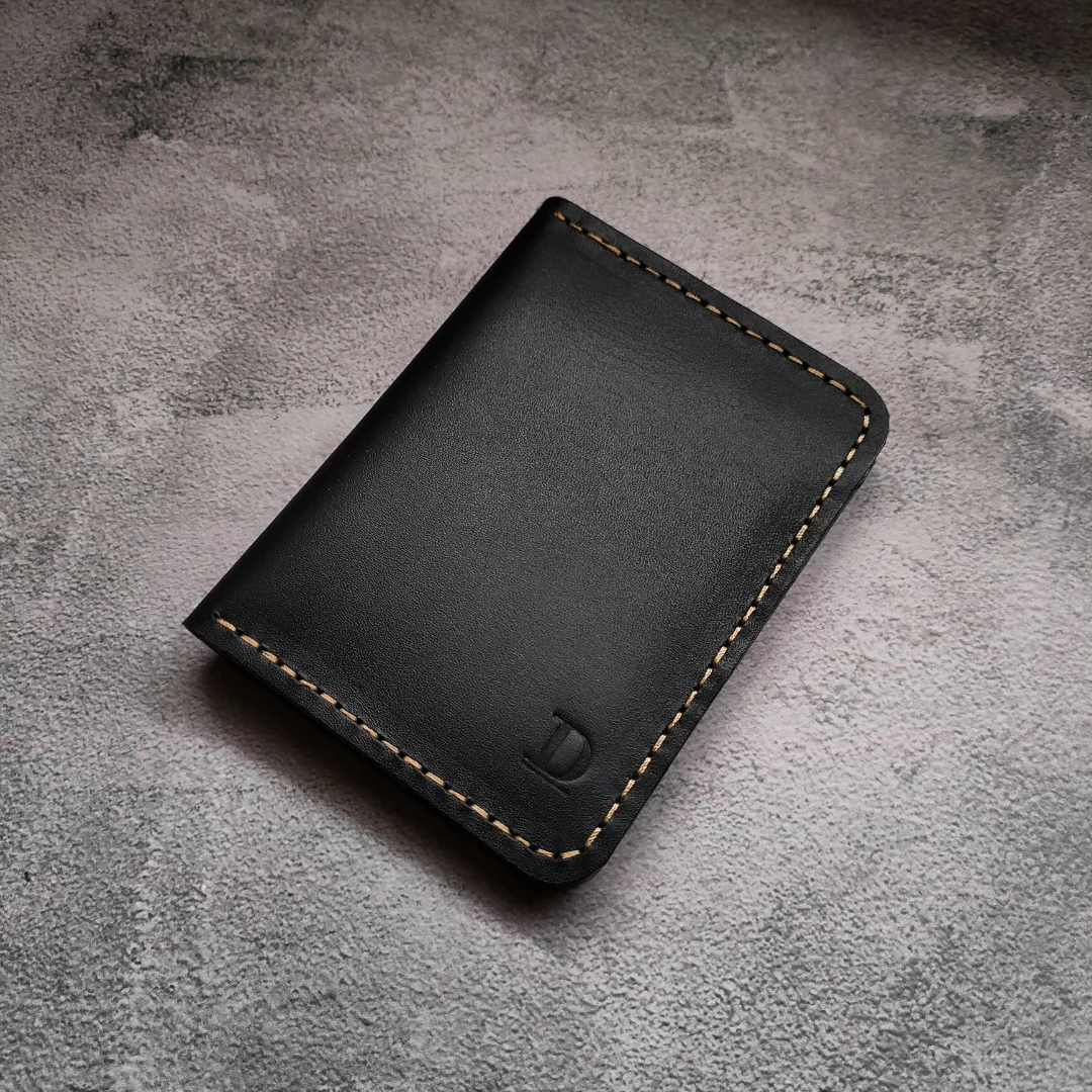 tarjetero de cuero original color negro ecuador