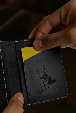 billetera de cuero batman